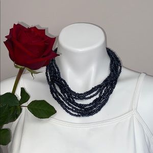 Gray Gunmetal Beads Necklace Torsade Vintage